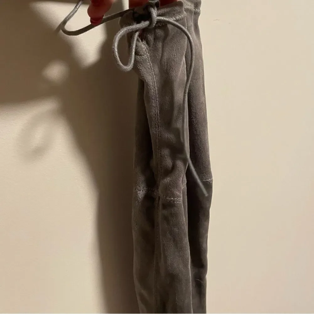 Over the Knee Suede Block Heel Boots in Gray- Size 9